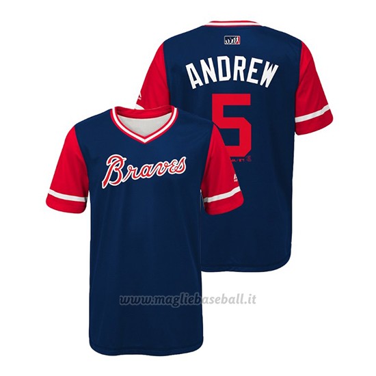 Maglia Baseball Bambino Atlanta Braves Freddie Freeman 2018 Llws Players Weekend Andrew Blu